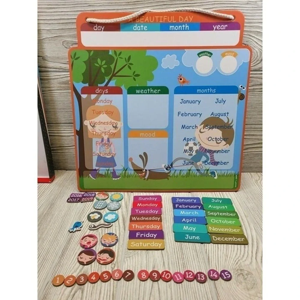 Janod Magnetic Calendar A Beautiful Day‎ Kids Toy Multicolor Educational Board